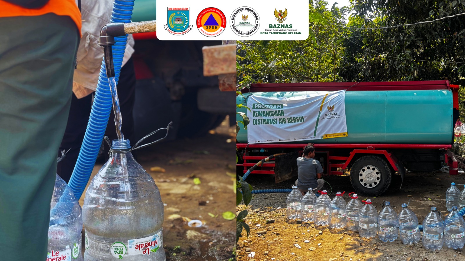 BAZNAS Tanggap Bencana Kota Tangerang Selatan Salurkan Air Bersih bagi Warga Terdampak Kekeringan di Kelurahan Keranggan